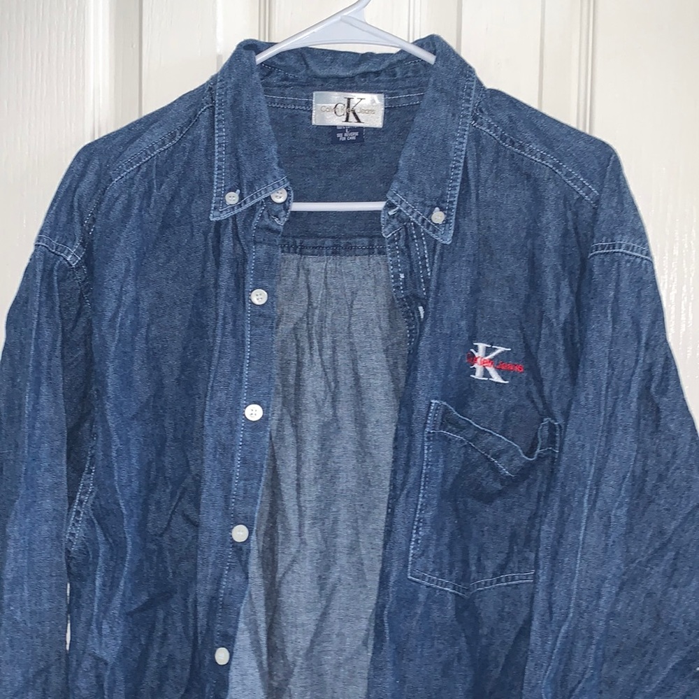 jean button down, size L